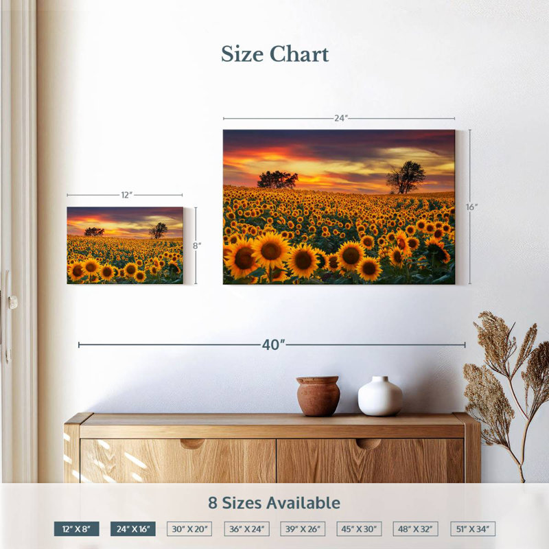 Crépuscule champ de tournesol Alvord, H 16 po x l 24 po