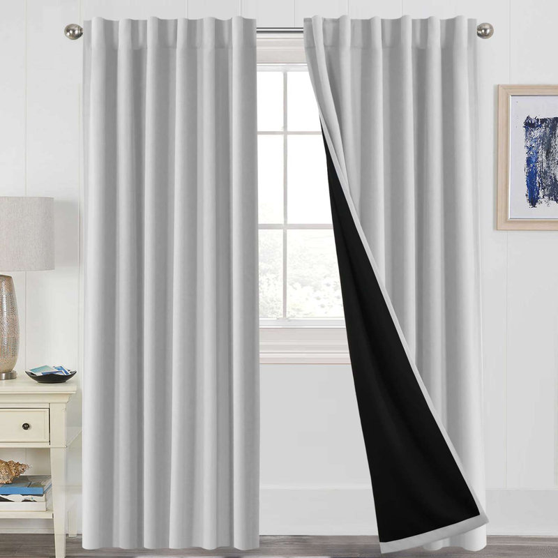 Rideau occultant 100% lin pour rideaux de chambre à coucher avec passe-tringle et passe-tringle Lundon pour salon 