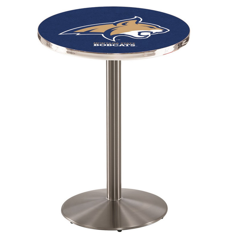 Round Metal Base Dining Table, Stainless Steel, Montana State University