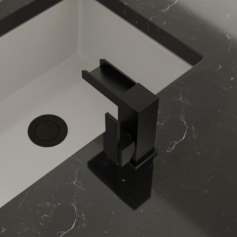 Bathroom Faucet,Single Handle Bathroom Sink Faucet with Drain Assembly, Matte Black