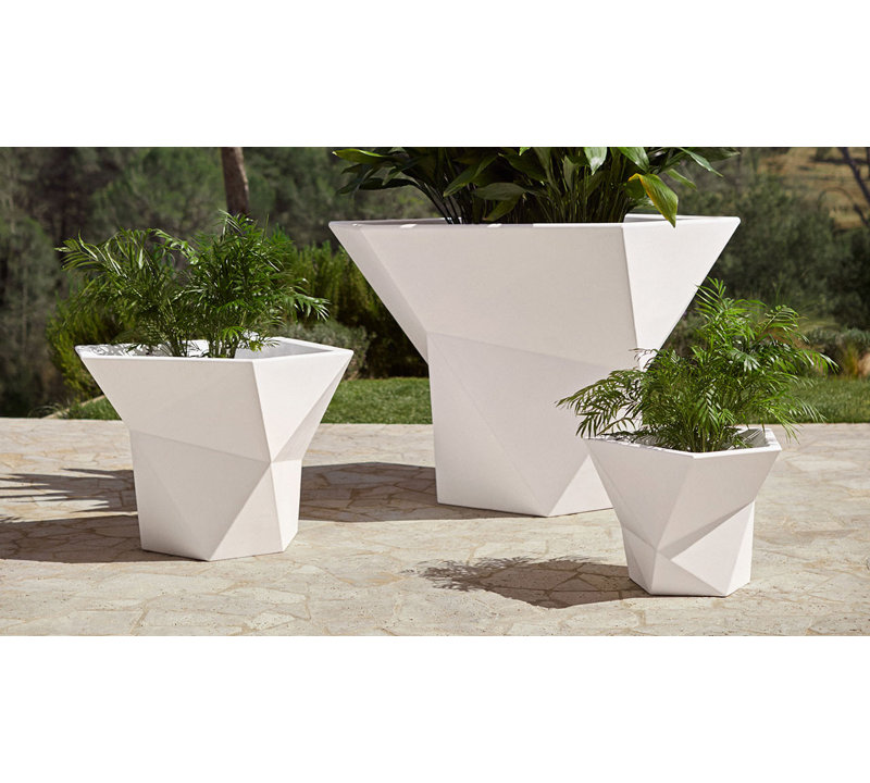 Pot à fleur en résine Faz, Blanc, H 19,68 po x l 24 po x P 24 po