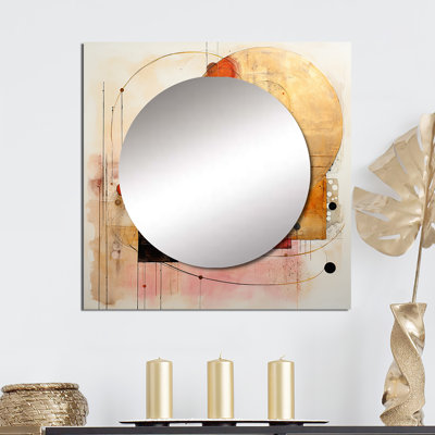 Escape To Serenity Vintage Gold Watercolor III - Geometric Square Mirror Wall Decor For Bedroom