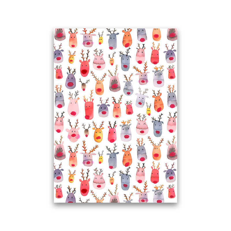 Cute Winter Reindeers Kids - Print, No Framed, 59cm H x 42cm W x 1cm D