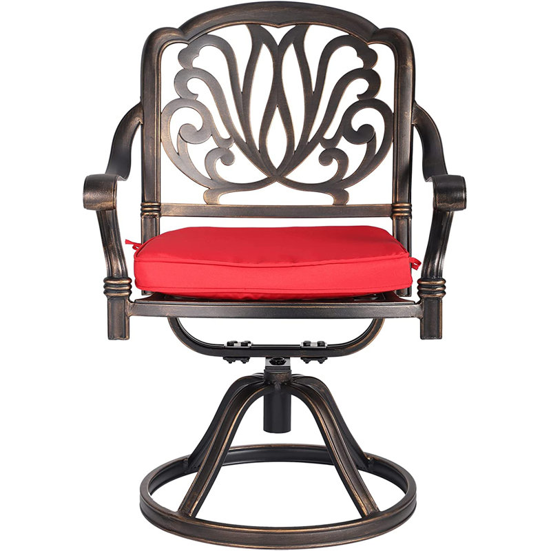 Chaise de patio avec coussin Akshara, Rouge