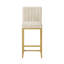 Tabouret de bar moderne à hauteur de comptoir en velours avec dossier complet, ensemble de 2 chaises rembourrées crème-130022063-130022064