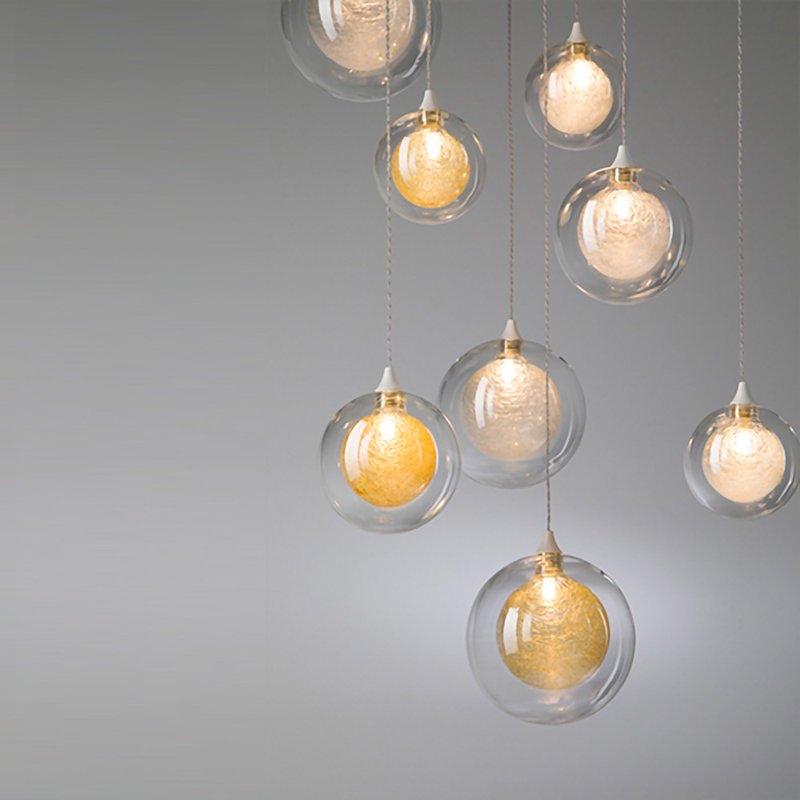 Luminaire suspendu en forme de globe à 13 lumières, Or