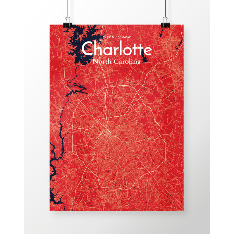 Charlotte City Map - No Frame Print, 61cm H x 45.7cm W x 0.13cm D
