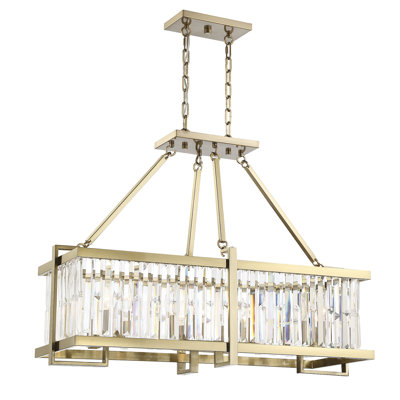Luminaire suspendu linéaire pour îlot de cuisine 8 lumières avec accents de cristal Amherst