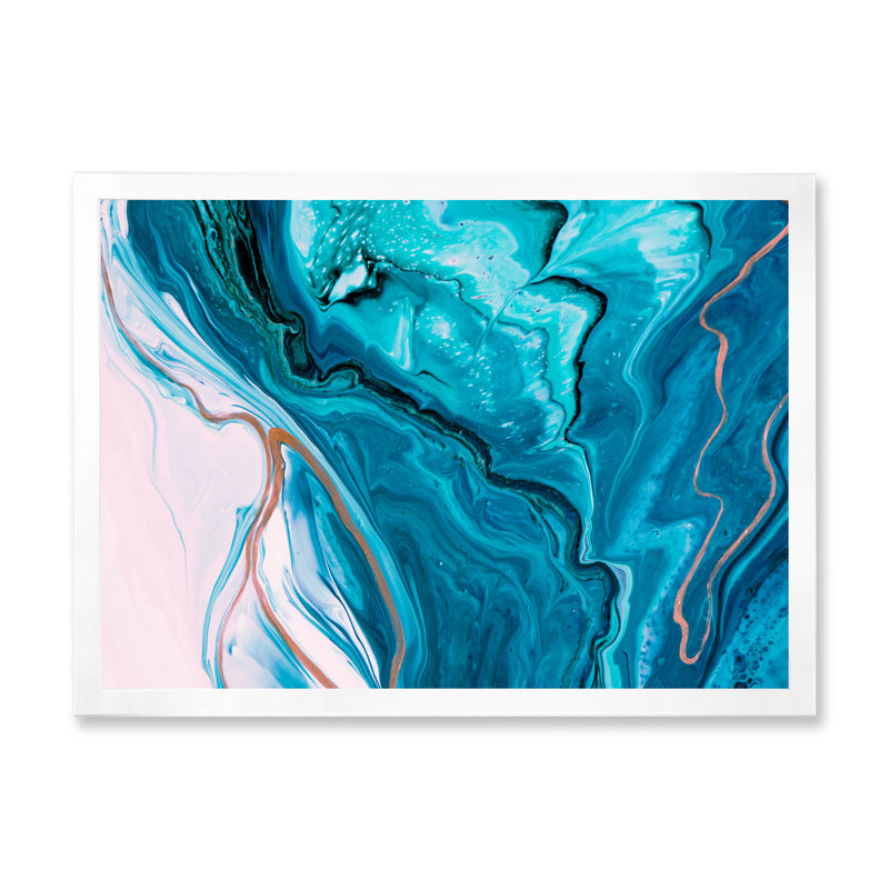 Luxury Luxury Turquoise Marble River - œuvre d'art moderne sur toile, Toile blanche avec cadre photo