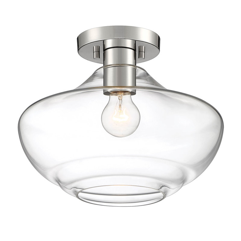 Plafonnier semi-encastré 1 lumière 12 po Alonnie, Nickel poli