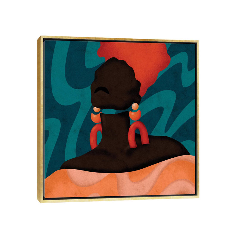«Sonya» par Reyna Noriega - impression, H 37 po x l 37 po x P 1,5 po, Pas de tapis, Toile encadrée d'or