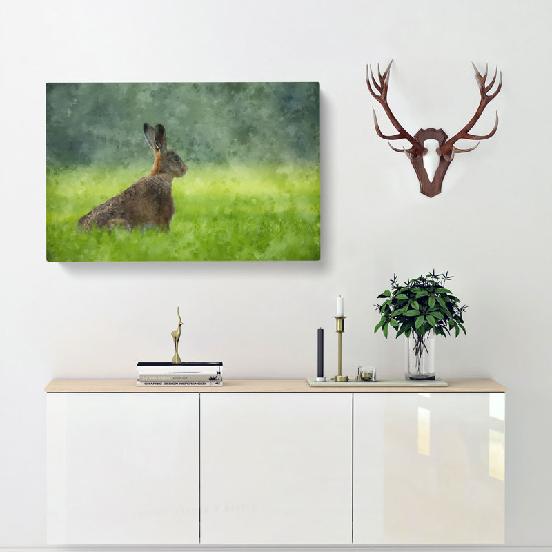 Lone Hare Painting - Wrapped Canvas Painting, 50cm H x 76cm W x 3cm D