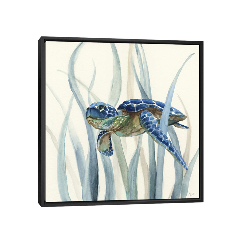 " Turtle In Seagrass II ", 37" H x 37" W x 1.5" D, Wrapped Canvas