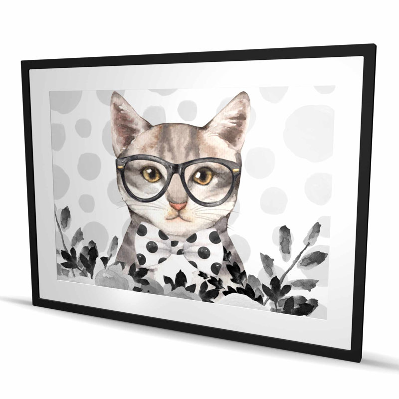 Geek Cat - Imprimé mat noir encadré pour la décoration de la chambre
