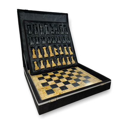 GSE Games & Sports Expert 10 Inch Magnetic Wooden Chess Set With Storage Drawers - Portable Travel Board Game