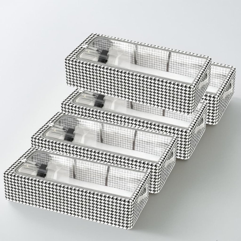 Thousand Bird Grid Storage Box · Large Size 5Pcs Extra Large Plaid Storage Bags With Clear View Lids, Heavy-Duty Solid Steel Frame, Foldable Design For Under Bed Clothes Shoe Toy Organizer, Stackable And Moisture Dust Mold Resistant