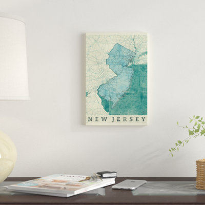 Carte du New Jersey par Hubert Roguski - reproduction sur toile tendue sur châssis