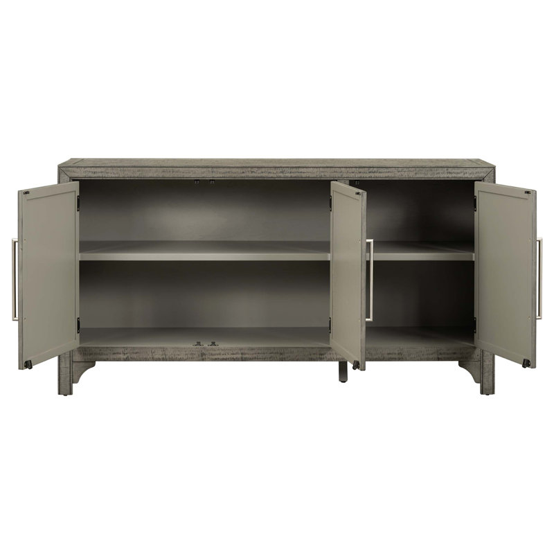 Buffet de rangement conçu avec panneau de fibres à densité moyenne + placage de pin, tablettes réglables, convient aux salons, aux entrées et aux salles d'étude