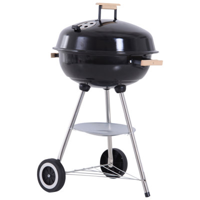 Outsunny Portable Round Kettle Charcoal Grill BBQ Smoker with Lid Outdoor