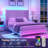 Milun Queen white Upholstered Platform Bed with Wingback and LED-842941961