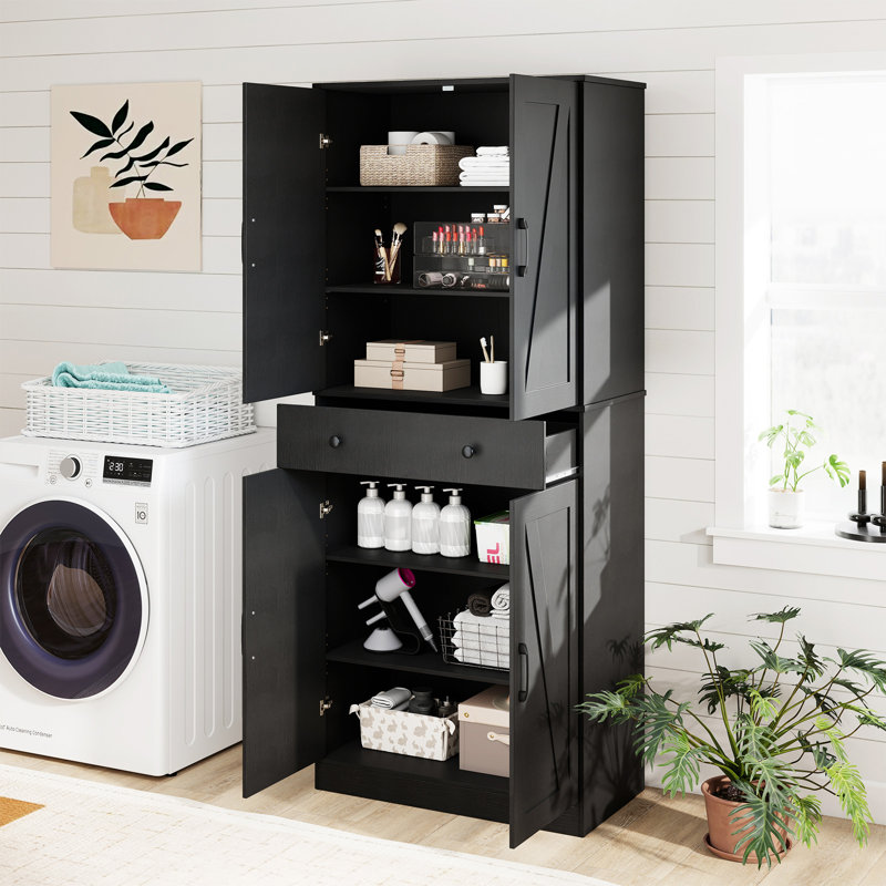 183cm Kitchen Pantry, Black