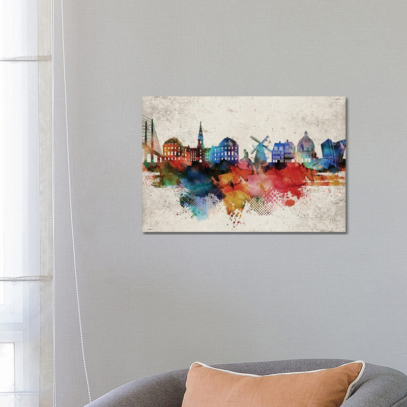 Copenhagen Abstract 1 Piece Wrapped Canvas Wall Art, 66.04cm H x 101.6cm W x 1.905cm D