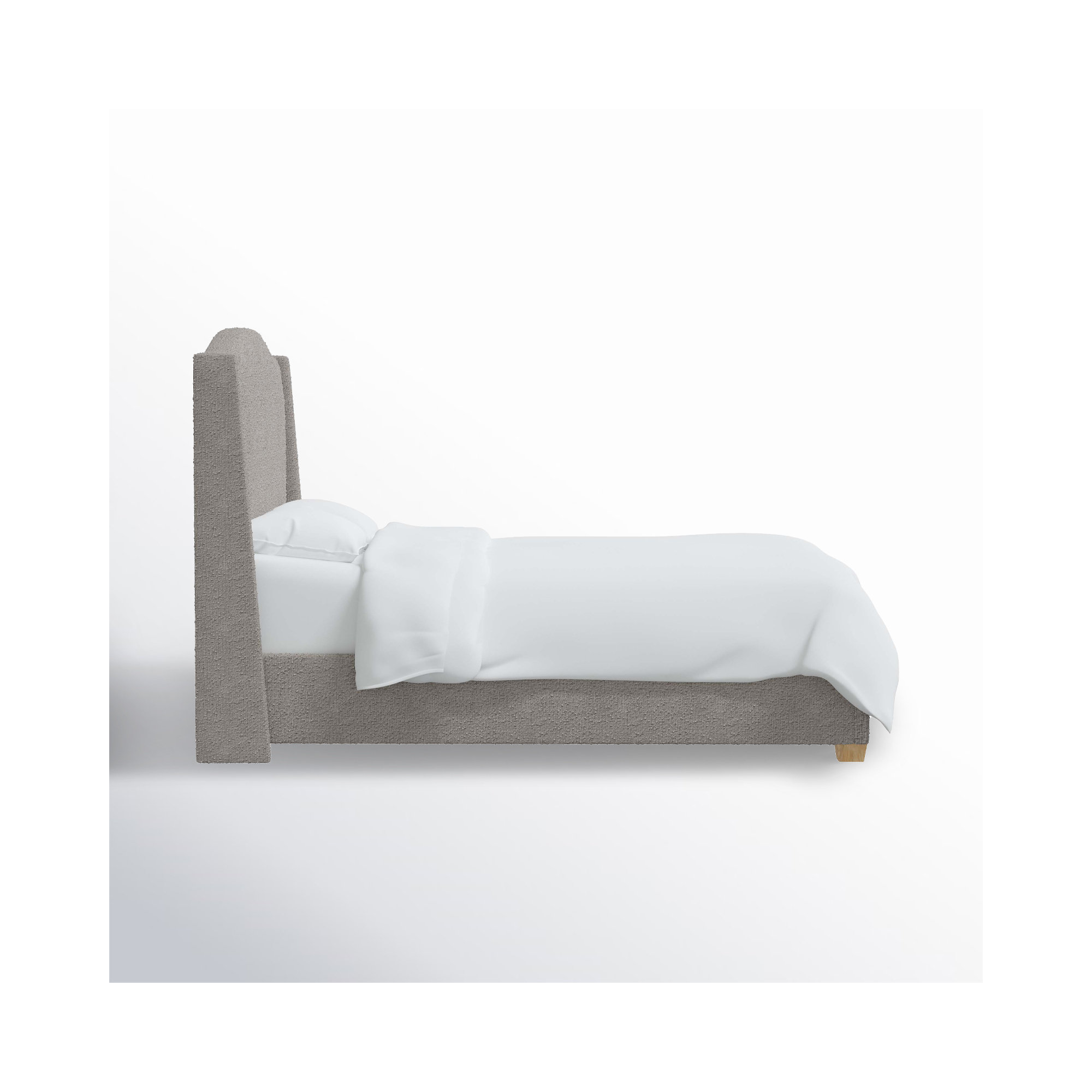 Allis Upholstered Wingback Bed, Twin, Classic Elephant Boucle