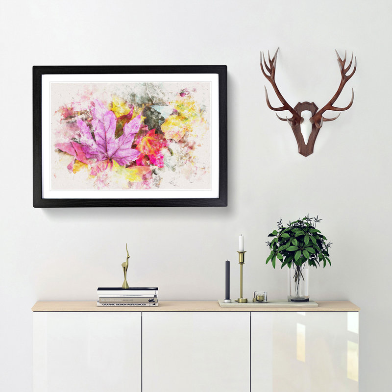 Colourful Autumn Leaves - Picture Frame Painting Print, 36cm H x 48cm W x 2cm D, Black Framed