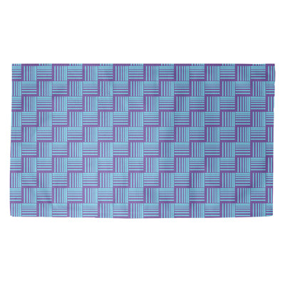 Tapis décoratif bleu foncé à rayures tressées
