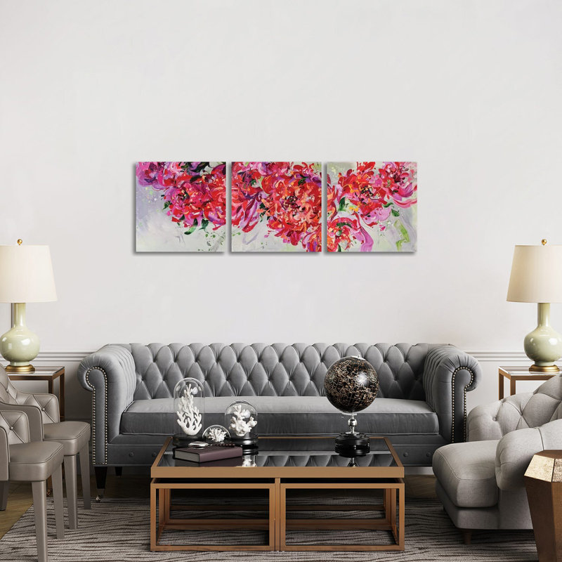 Floral triptyque - ensemble d'art mural sur toile tendue (ensemble de 3)