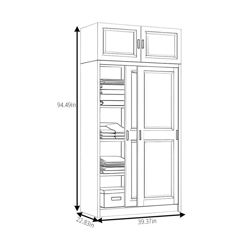 Garde-robe simple et pratique, H 94,49 po x l 39,37 po x P 22,83 po