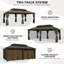 Pavillon de jardin en aluminium à toit rigide avec toit en acier galvanisé à double aération, moustiquaire et rideaux d'intimité pour la cour, le jardin, la terrasse et le bord de la piscine-119157727