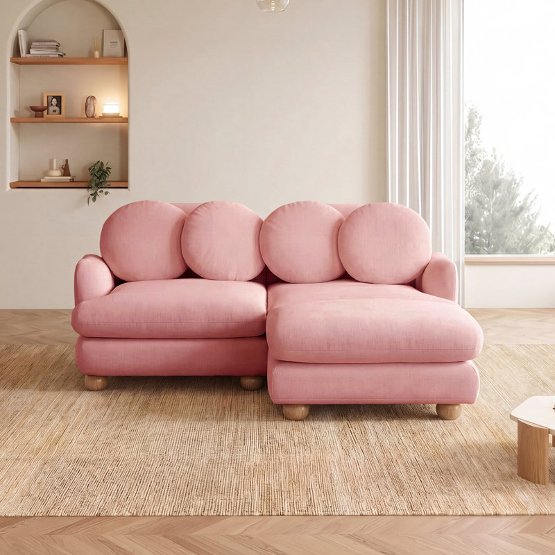 Canapé confortable deux places, Chenille rose