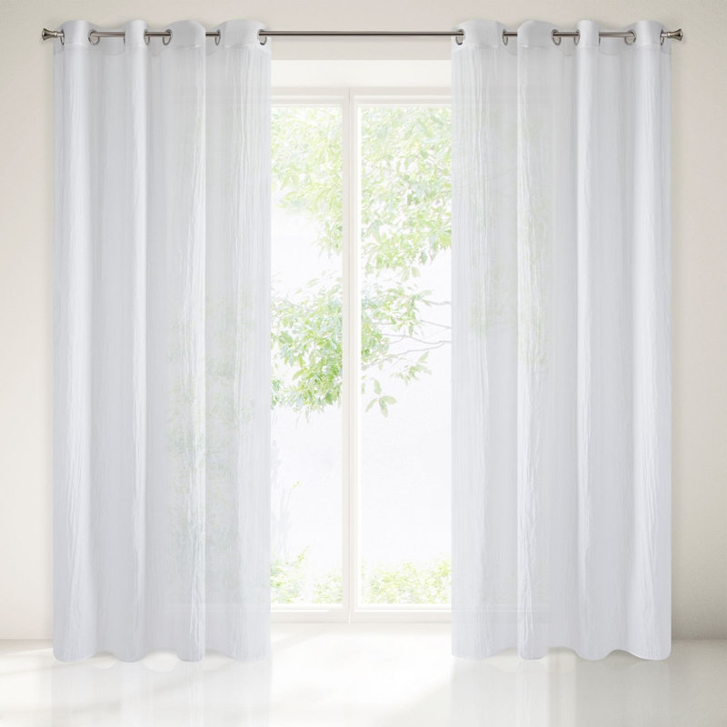 Keya Eyelet Semi Sheer Curtain, White