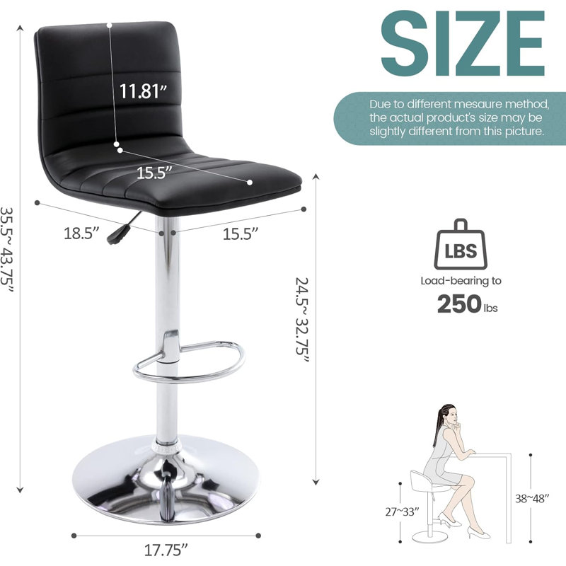 Ensemble de 2 tabourets de bar Pu, Argent argent