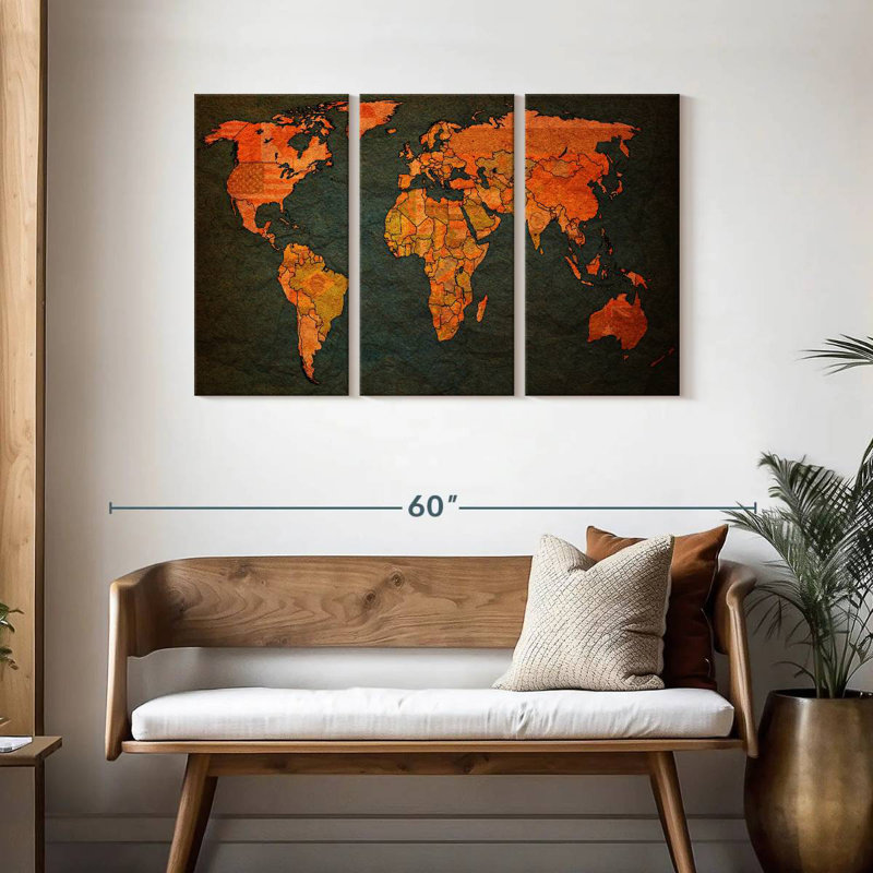 Aliaz Flags World Map, 28" H x 45" W