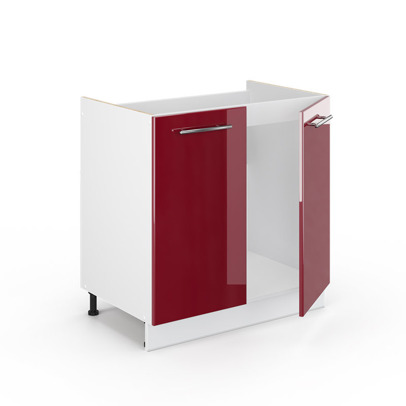 82Cm H x 80Cm W x 52Cm D Oak Sink Unit Cabinet, Bordeaux 