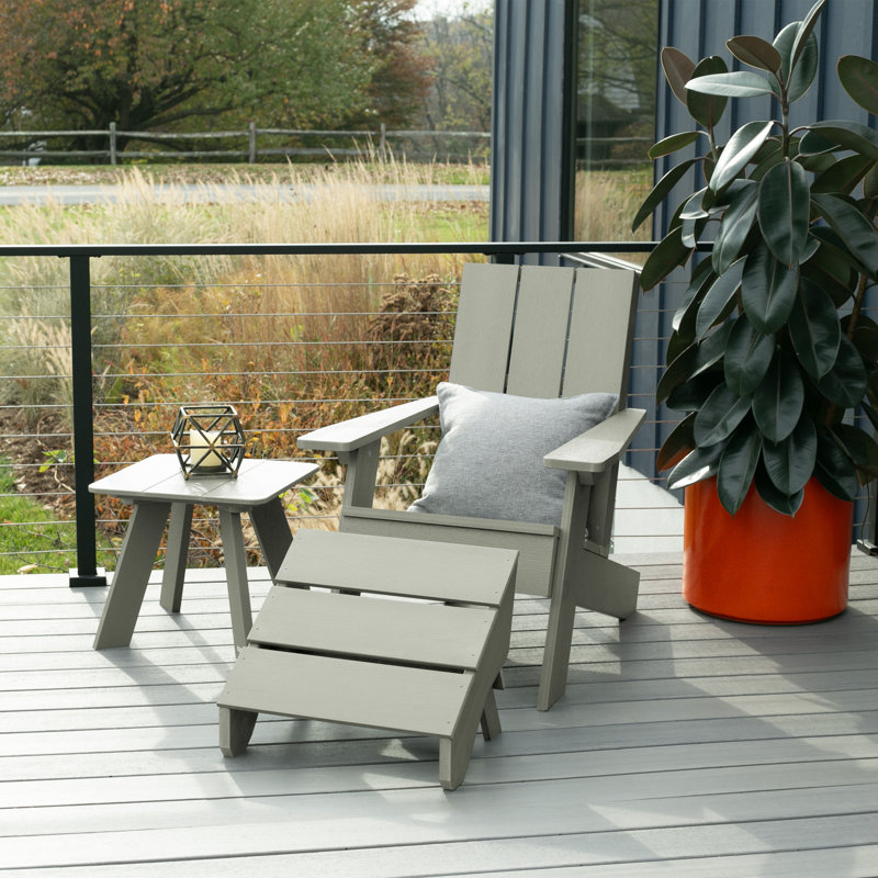 Byrnes Outdoor Adirondack Chair With Table, Eucalyptus
