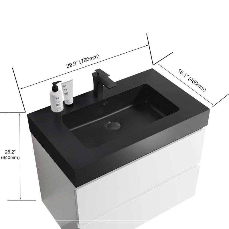 Bathroom Vanity with Sink, Large Storage Wall Mounted Floating Bathroom Vanity