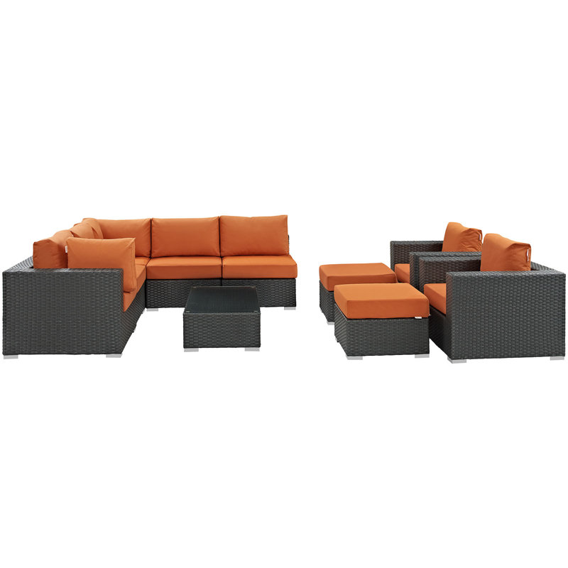 Ensemble modulaire d'extérieur Sunbrella 10 pièces Stopover, Orange