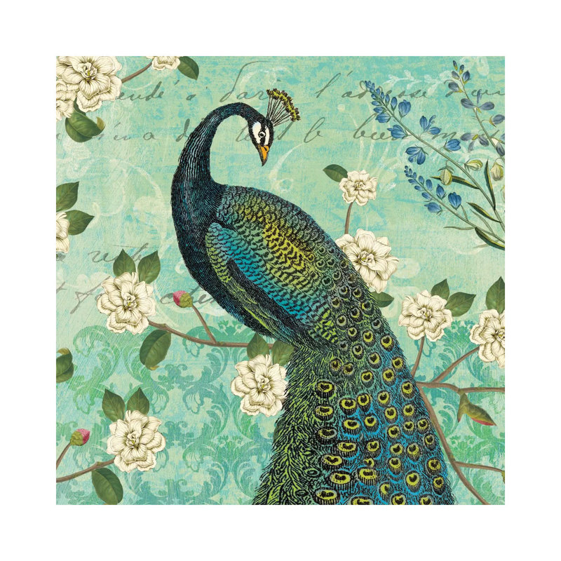 Peacock Arbor VI by Sue Schlabach - Print on Canvas, 30.48 cm H x 30.48 cm W, Wrapped Canvas