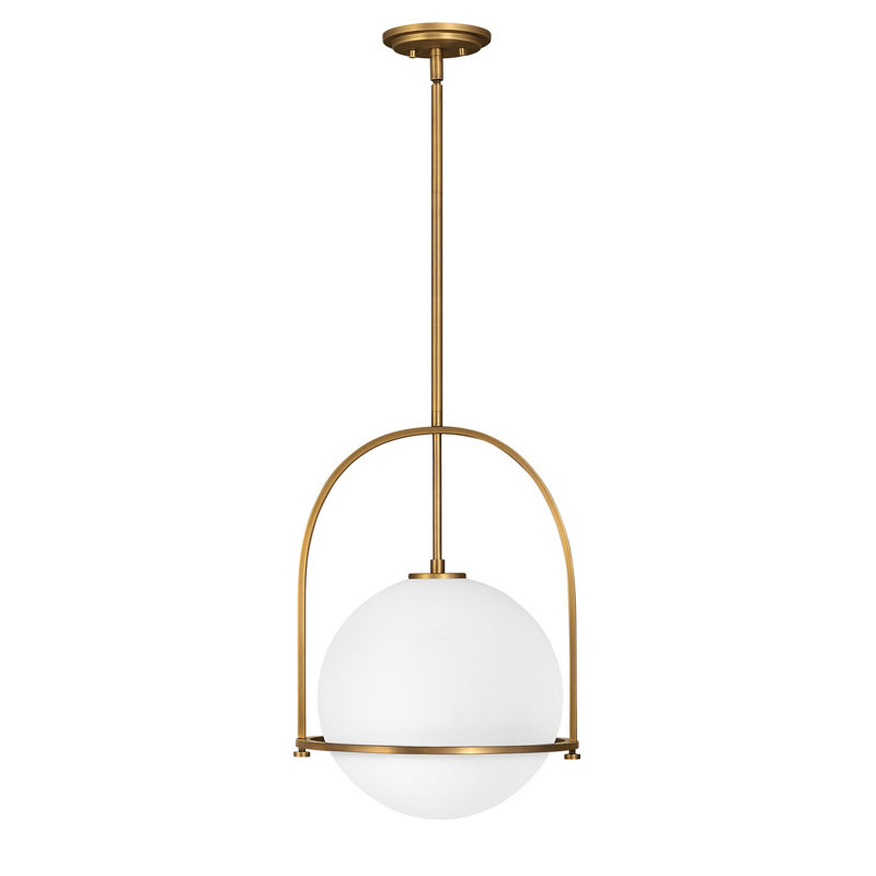 Luminaire suspendu Arie avec abat-jour sphérique, H 23 po x l 15,5 po x P 15,5 po, Laiton héritage