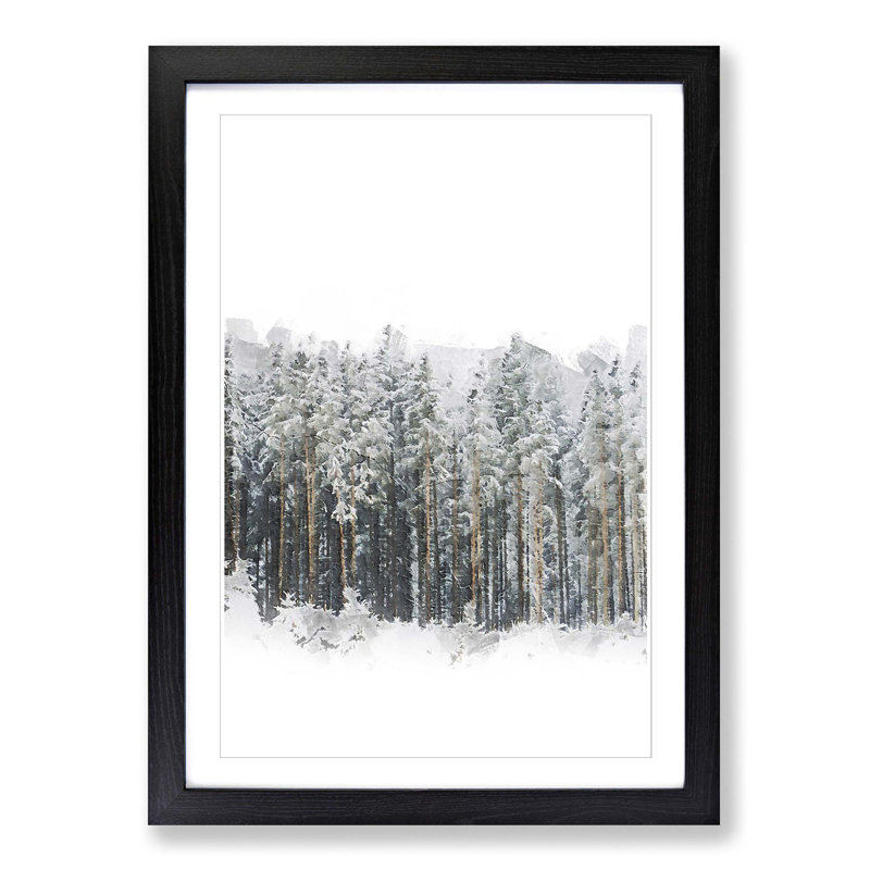 View of a Winter Forest - Picture Frame Painting Print, 65cm H x 48cm W x 2cm D, Black Framed
