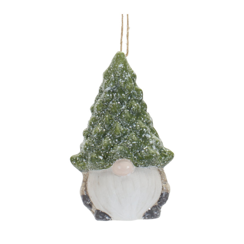 6 Piece Gnome with Tree Hat Terra Cotta Hanging Figurine Ornament Set