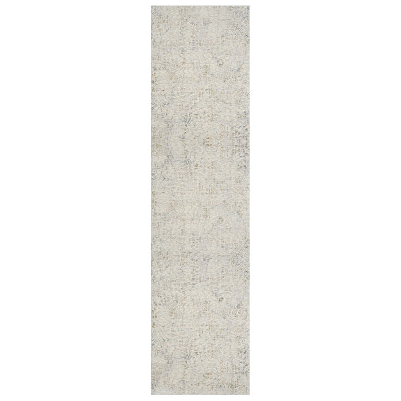 Conrado Performance Modern Abstract Light Gray/ Ivory Rug, Runner 2' x 8'