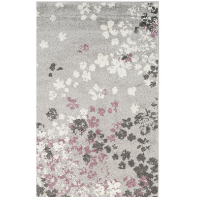 Makeba Floral Gray/Purple Area Rug