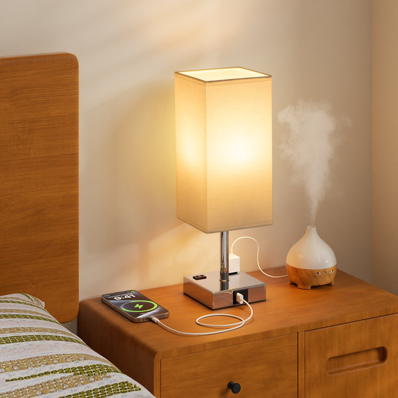 Ensemble de lampe de table minimaliste 14 po avec contrôle tactile, prise CA et ports USB A&C
