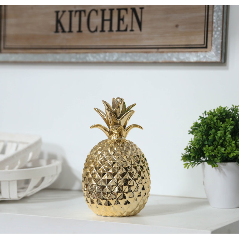 Sculpture ananas Mcdermott, H 14,5 po x l 8,5 po x P 8 po, bleu