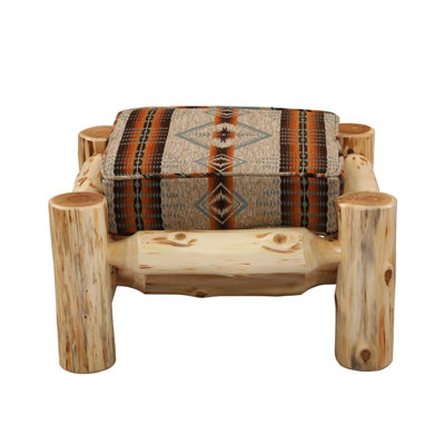 Fireside Lodge Cedar Log Ottoman - Natural - Standard Fabric - Seat and Backrest