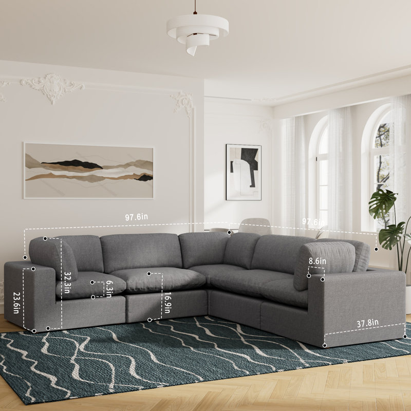 Jossa 5 - Piece Upholstered Sectional, Gray